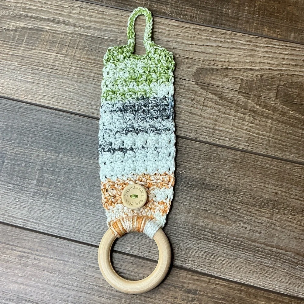 Kitchen‎ Tea Hand Towel Holder Topper Cotton Wood Handcrafted Handmade Crochet
